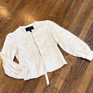 J. Crew Women's Elegant Cream linen embroidered top jacket, 00